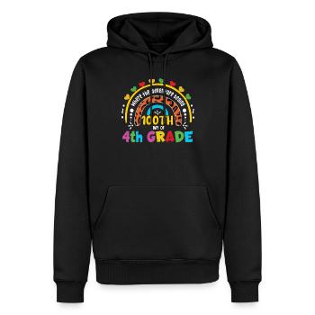 Cute Leopard Rainbow 4th Grade 100 Days Of School - Men’s Premium Organic Hoodie - black - Front - Nico (187cm)