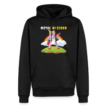 Dabbing Unicorn Rainbow Metal Musique Heavy Rock - Sweat à capuche Premium bio Homme - noir - Devant - Nico (187cm)