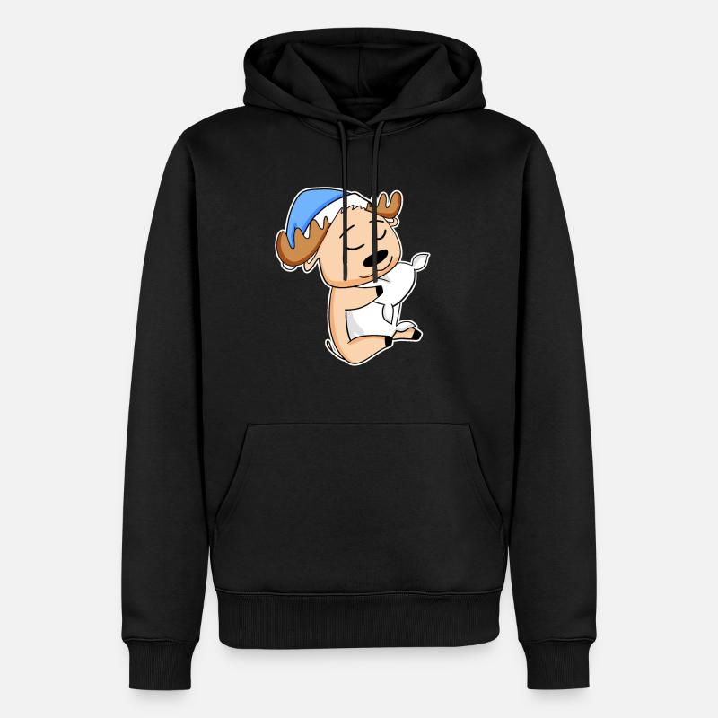 Elch - Männer Premium Bio Hoodie - Schwarz