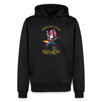 Rainbow Unicorn Love Metal Music Heavy Rock - Sweat à capuche Premium bio Homme - noir - Devant - Nico (187cm)