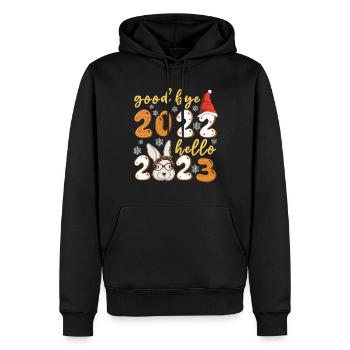 Bye 2022 Hello 2023 Rabbit Happy Chinese New Year - Männer Premium Bio Hoodie - Schwarz - Vorne - Nico (187cm)