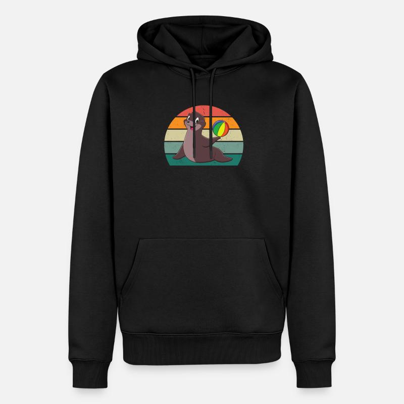 phoques phoques phoques phoques phoques à oreilles nageuses phoque - Sweat à capuche Premium bio Homme - noir