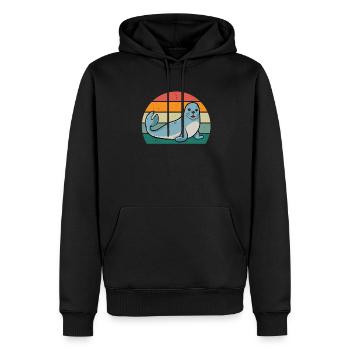 Robben Seehund Seehunde Schwimmen Ohrenrobbe Robbe - Männer Premium Bio Hoodie - Schwarz - Vorne - Nico (187cm)