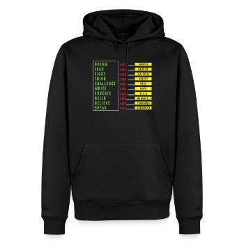 Dream Lead Fight Think Speak Pride Black History - Männer Premium Bio Hoodie - Schwarz - Vorne - Nico (187cm)