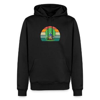 Roue de paon Paon Plume de coq Roue de poule Paon Pewing - Sweat à capuche Premium bio Homme - noir - Devant - Nico (187cm)