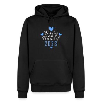 Bébé 2023 - Naissance Enceinte 2023 Grossesse - Sweat à capuche Premium bio Homme - noir - Devant - Nico (187cm)