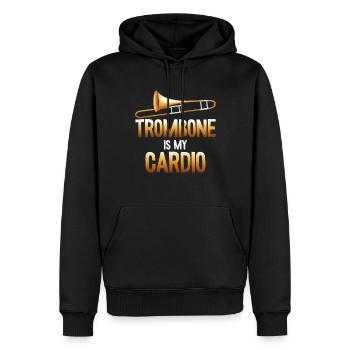 Trombone is my Cardio Trompete Trumpet Music Band - Männer Premium Bio Hoodie - Schwarz - Vorne - Nico (187cm)