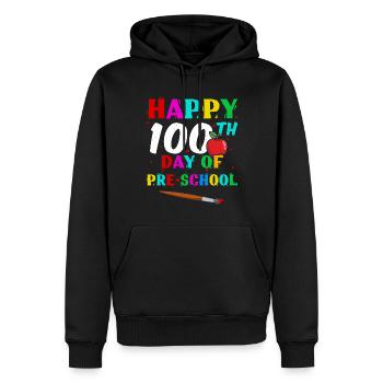 Joyeux 100e jour préscolaire 100 jours d’école - Sweat à capuche Premium bio Homme - noir - Devant - Nico (187cm)