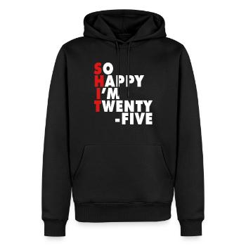 Funny Birth Age 25 Years Old Happy I'm 25 - Männer Premium Bio Hoodie - Schwarz - Vorne - Nico (187cm)