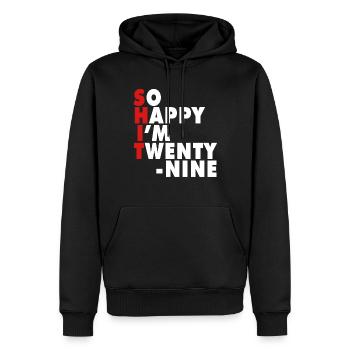 Funny Birth Age 29 Years Old Happy I'm 29 - Männer Premium Bio Hoodie - Schwarz - Vorne - Nico (187cm)