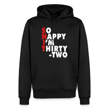 Drôle d’âge de naissance 20 ans heureux j’ai 20 ans - Sweat à capuche Premium bio Homme - noir - Devant - Nico (187cm)