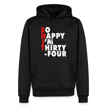 Drôle d’âge de naissance 20 ans heureux j’ai 20 ans - Sweat à capuche Premium bio Homme - noir - Devant - Nico (187cm)