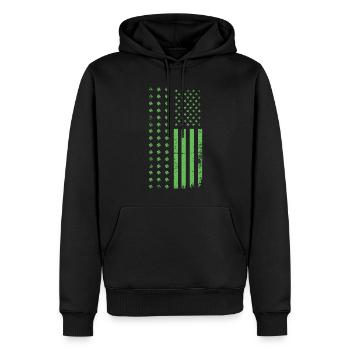 Drapeau américain Saint Paddy Shamrock Saint Patrick Day - Sweat à capuche Premium bio Homme - noir - Devant - Nico (187cm)