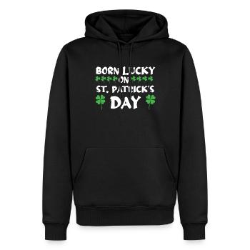 Naissance Lucky Shamrock Clover Saint Patricks - Sweat à capuche Premium bio Homme - noir - Devant - Nico (187cm)