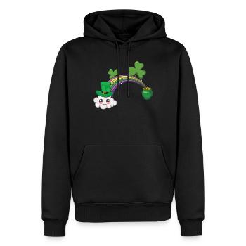Mignon Kawaii Cloud Arc-en-ciel Happy Saint Patrick - Sweat à capuche Premium bio Homme - noir - Devant - Nico (187cm)