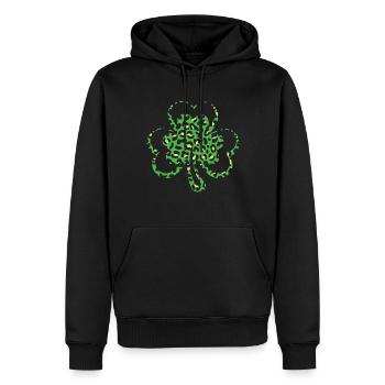 Pattern Leopard Shamrock Saint Patrick Day - Men’s Premium Organic Hoodie - black - Front - Nico (187cm)