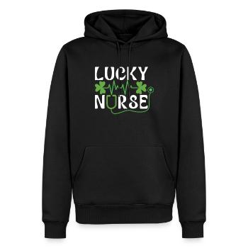 Saint Patrick Day Shamrock Lucky Nurse - Männer Premium Bio Hoodie - Schwarz - Vorne - Nico (187cm)