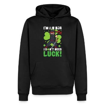 Kid Ninja Luck Japon Trèfle Saint Patrick Day - Sweat à capuche Premium bio Homme - noir - Devant - Nico (187cm)