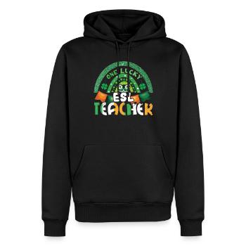 Saint Patrick Day Rainbow Clover Lucky Teacher - Sweat à capuche Premium bio Homme - noir - Devant - Nico (187cm)