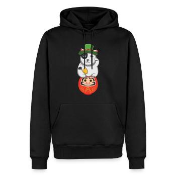 Bienvenue Lucky Luck Cat Happy Saint Patrick Day - Sweat à capuche Premium bio Homme - noir - Devant - Nico (187cm)