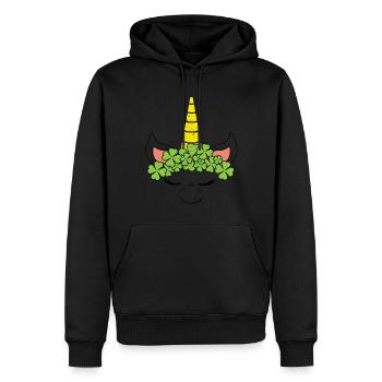 Unicorn Kids Kawaii Clover Saint Patrick Day - Männer Premium Bio Hoodie - Schwarz - Vorne - Nico (187cm)