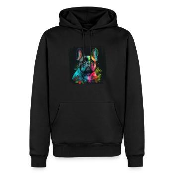 Chiens Français Bulldog Amateurs de chiens - Sweat à capuche Premium bio Homme - noir - Devant - Nico (187cm)