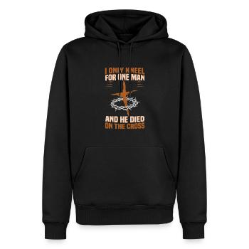 Citations chrétiennes Dessins pour les chrétiens croyants - Sweat à capuche Premium bio Homme - noir - Devant - Nico (187cm)