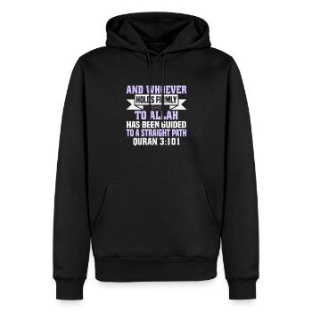 Versets coraniques L’islam cite les textes musulmans du Ramadan - Sweat à capuche Premium bio Homme - noir - Devant - Nico (187cm)