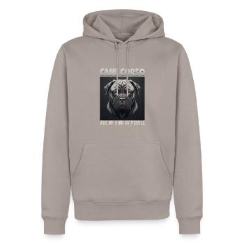 Chien disant Cane Corso design pour les amoureux des chiens - Sweat à capuche Premium bio Homme - taupe - Devant - Nico (187cm)