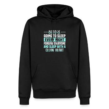 Le verset du Coran cite des textes musulmans du Ramadan - Sweat à capuche Premium bio Homme - noir - Devant - Nico (187cm)