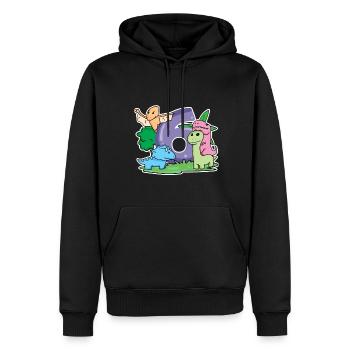 6 ans - 6ème anniversaire avec motif animal - Dino - Sweat à capuche Premium bio Homme - noir - Devant - Nico (187cm)