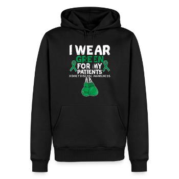 Portez du vert pour les patients Sensibilisation aux maladies rénales - Sweat à capuche Premium bio Homme - noir - Devant - Nico (187cm)