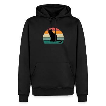 Chat Chaton Chat Maman Chat Papa Maîtresse Chat - Sweat à capuche Premium bio Homme - noir - Devant - Nico (187cm)
