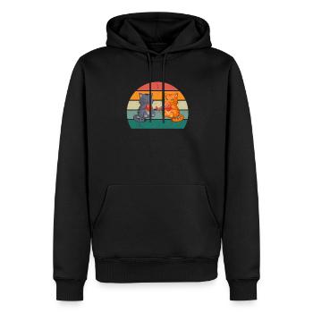 Chat Chaton Chat Maman Chat Papa Maîtresse Chat - Sweat à capuche Premium bio Homme - noir - Devant - Nico (187cm)