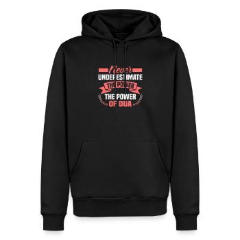Le verset du Coran cite des textes musulmans du Ramadan - Sweat à capuche Premium bio Homme - noir - Devant - Nico (187cm)