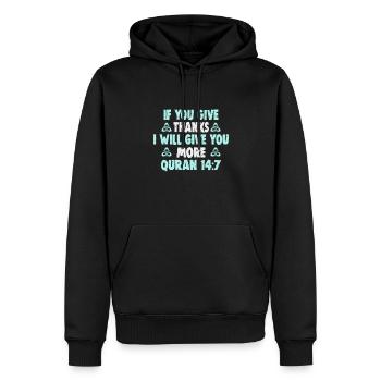 Le verset du Coran cite des textes musulmans du Ramadan - Sweat à capuche Premium bio Homme - noir - Devant - Nico (187cm)