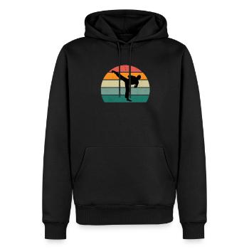 Kampfsportler Kampfsport Judo Aikido Karate Boxen - Männer Premium Bio Hoodie - Schwarz - Vorne - Nico (187cm)