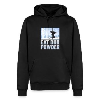 Skifahrer Eat our powder Ski - Männer Premium Bio Hoodie - Schwarz - Vorne - Nico (187cm)