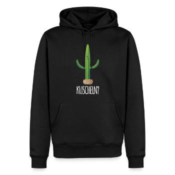 Kuscheln? Kaktus Lustiges Garten - Männer Premium Bio Hoodie - Schwarz - Vorne - Nico (187cm)