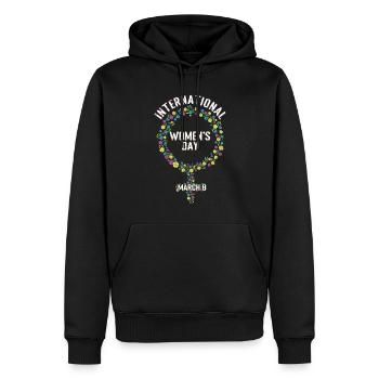 Symbole de fille 8 mars Journée internationale de la femme - Sweat à capuche Premium bio Homme - noir - Devant - Nico (187cm)