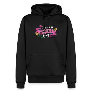 Journée internationale de la femme Bonne Journée de la femme - Sweat à capuche Premium bio Homme - noir - Devant - Nico (187cm)