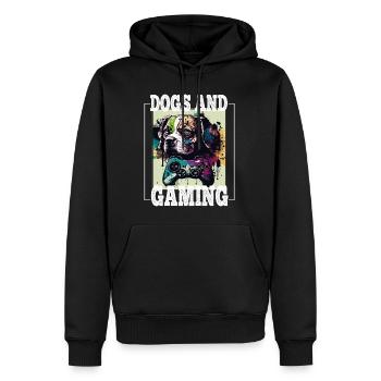 Chiens et jeux Hunde Gamer Controller Zocken - Sweat à capuche Premium bio Homme - noir - Devant - Nico (187cm)