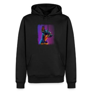 Chiens Cartoon Miniature Pinscher Design Dog Lovers - Sweat à capuche Premium bio Homme - noir - Devant - Nico (187cm)