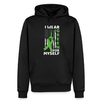 Ich trage Green Kidney Disease Awareness Month - Männer Premium Bio Hoodie - Schwarz - Vorne - Nico (187cm)