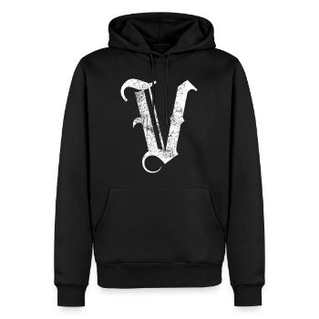 T-Shirt-Alphabet Initiale V - Männer Premium Bio Hoodie - Schwarz - Vorne - Nico (187cm)
