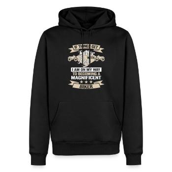 Motocycliste Birthday Biker Design - Sweat à capuche Premium bio Homme - noir - Devant - Nico (187cm)