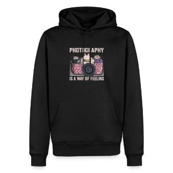La photographie est une façon de ressentir le photographe - Sweat à capuche Premium bio Homme - noir - Devant - Nico (187cm)