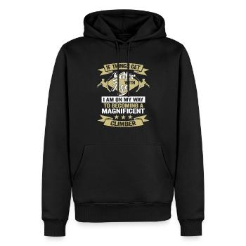 Anniversaire du grimpeur Dire escalade - Sweat à capuche Premium bio Homme - noir - Devant - Nico (187cm)