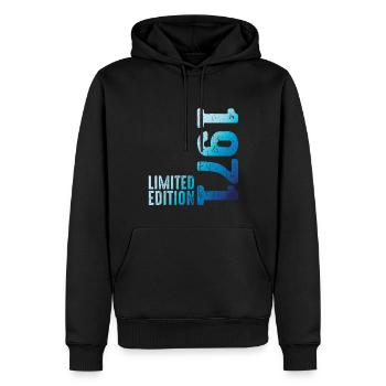 Seit 1971 Jahr 1971 Retro Jahrgang 1971 Geburt - Männer Premium Bio Hoodie - Schwarz - Vorne - Nico (187cm)