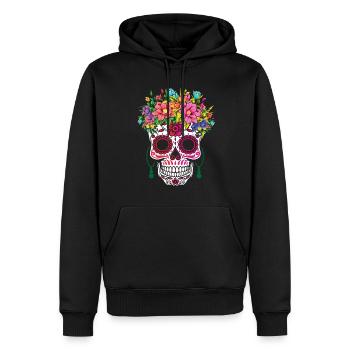 Sugar Bone Muertos coloré Halloween Valentines - Sweat à capuche Premium bio Homme - noir - Devant - Nico (187cm)
